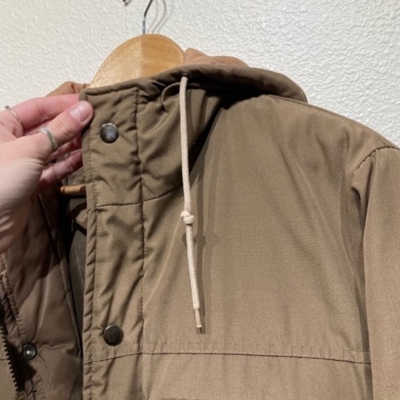 Vintage Brown Oversized utility coat with quilted inside & hood - Picture 13 of 15